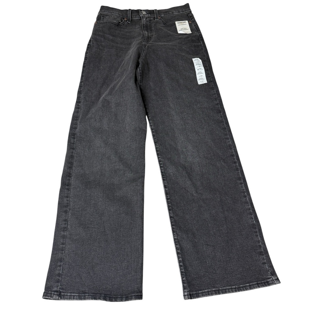 Levi Strauss jeans high rise loose straight black denim size 6 W28